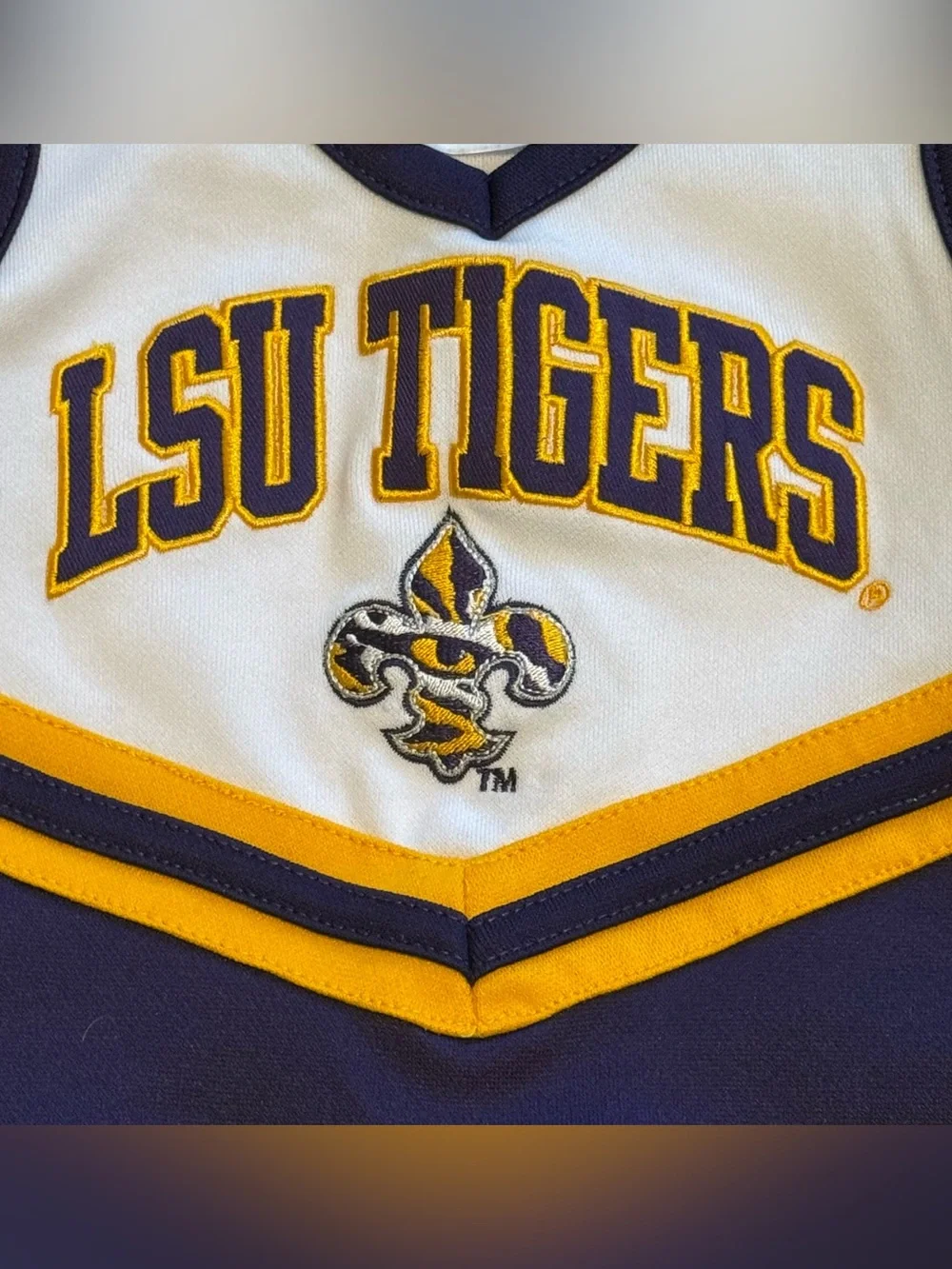 LSU Tigers Baby Cheer Outfit 12M Purple Gold Russell Athletic 2pc Set